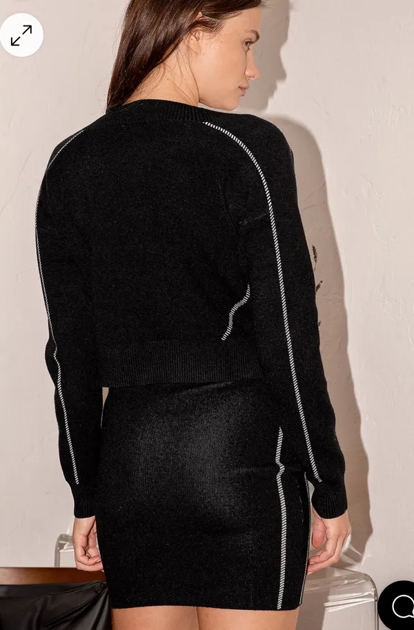 Two Piece Black Sweater Dress - Image 2