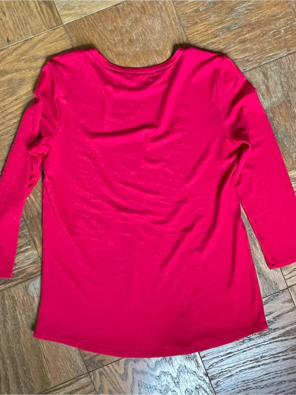 Red rhinestone snowflakes Blouse Size XS ~ Long Sleeeve‎ Christmas Top - Image 6