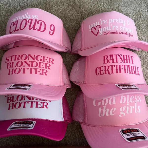 Currently on cloud 9 country trucker hat Pink - Image 3