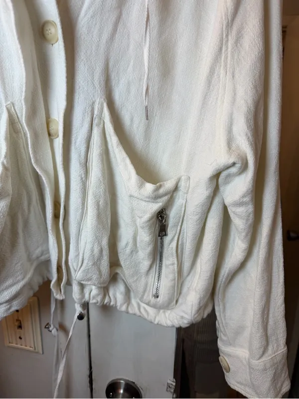 Blank NYC Cream Button-Front Bomber Jacket - Image 3
