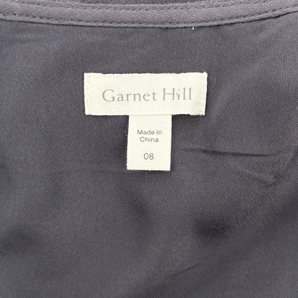 Garnet Hill Gray‎ Embroidered V Neck 3/4 Sleeve Dropped Waist Dress Size 8 - Image 9