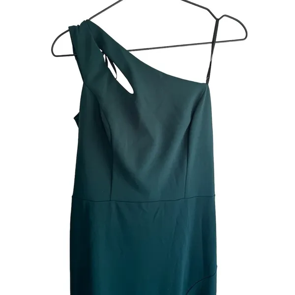 XSCAPE Lucy Long‎ Scuba 14 Green Crepe One Shoulder Dress - Image 5