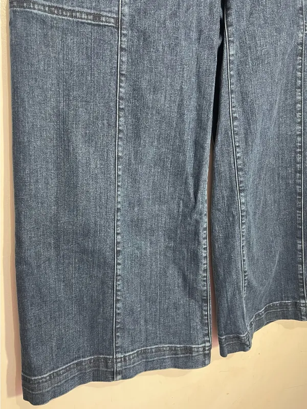 Lisa bayne blue wide leg Denim Utility Pant size M - Image 4