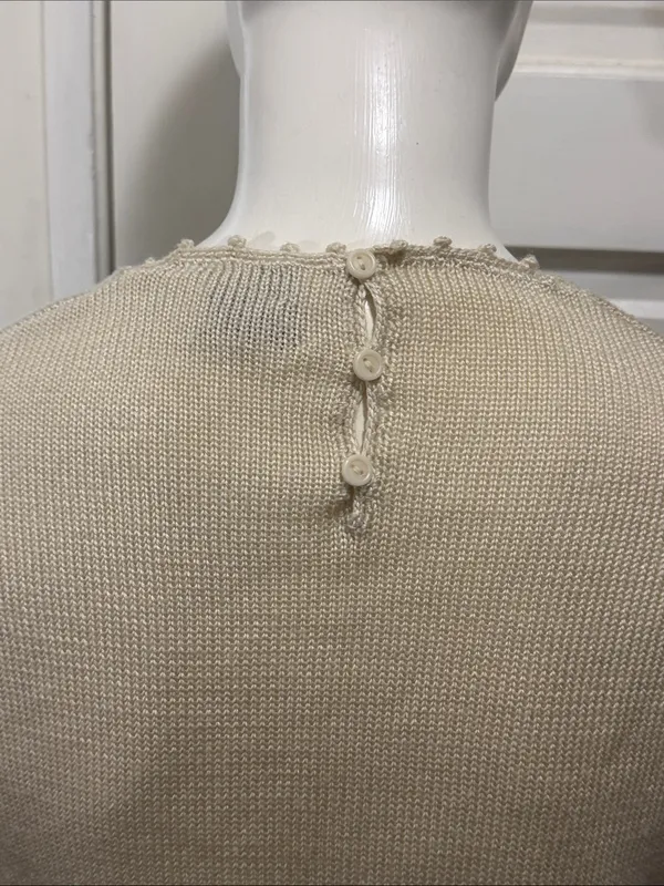 Vintage Unbranded Cotton Cream Graphic Crewneck Sweater Size Large - Image 10