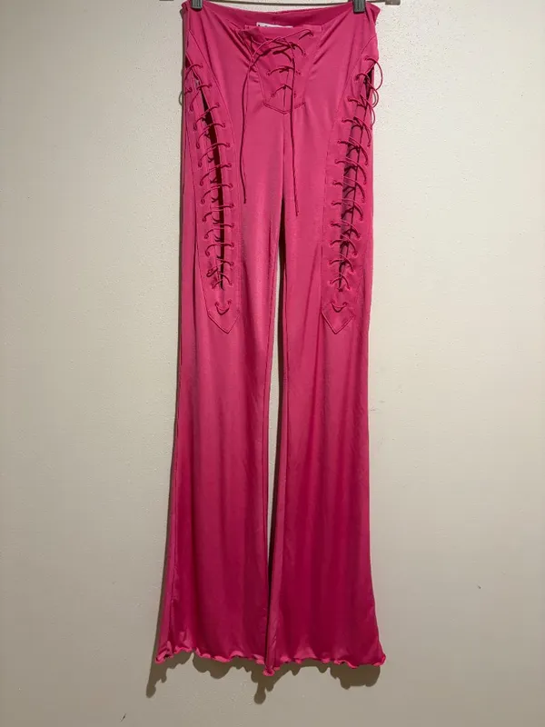 I.AM.GIA Nyx Hot Pink Lace Up Flare Pants - Image 2