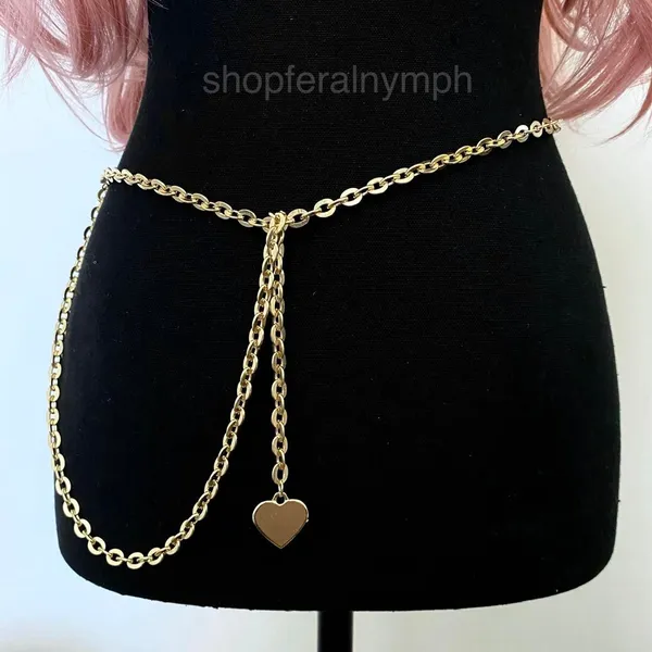 Gold Y2K Heart Charm Flat Link Draped Chain Belt, Fits Up to 48 Inches, X7GA1369 - Image 3