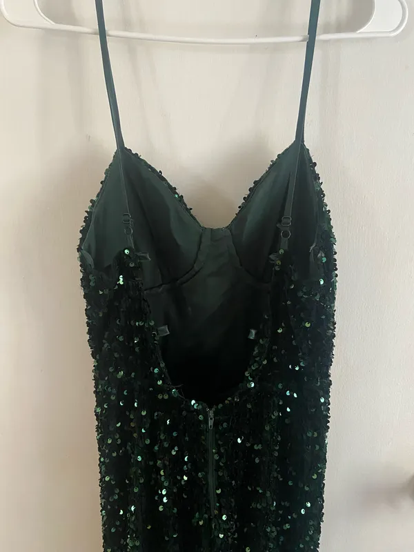 Crystal Doll Dark Green Corset Prom Dress - Image 3