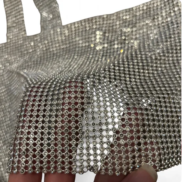 Silver Sequin Chainlink Bra Top XS/S Festival Rave Clubbing Coachella Statement - Image 2