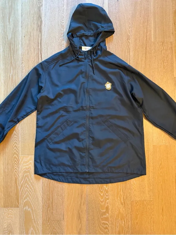 Calvin Klein Black Hooded Zip Windbreaker with added Gold Crest Patch used - Image 6