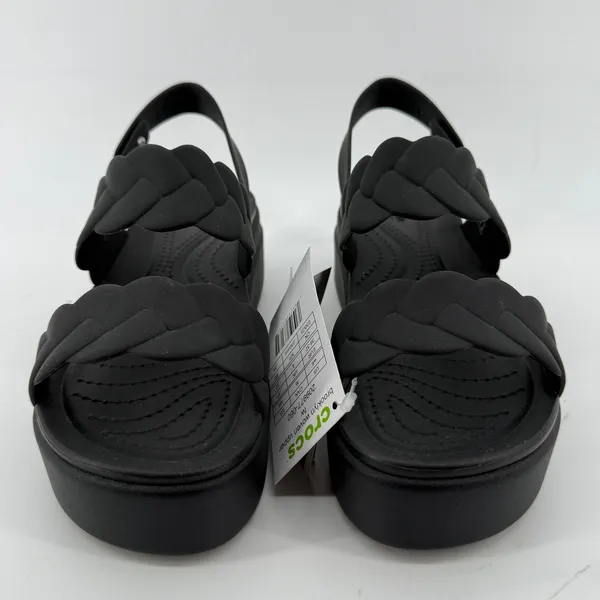 Crocs Brooklyn Woven Upper‎ Low Wedge Sandal Black Women 6 Strappy Comfy New - Image 3