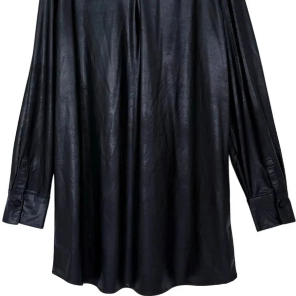 Naked Wardrobe Drip Black Faux Leather Oversized Long Sleeve Shirt Shacket Large - Image 8