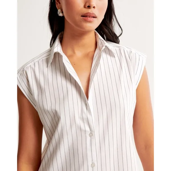 NWT Abercrombie & Fitch Button-Through Midi Shirt Dress Size XL Petite White - Image 9