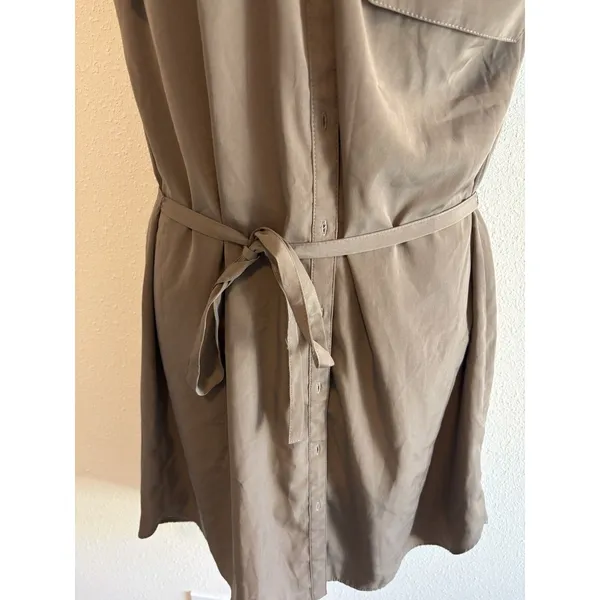 Express Taupe Utility Shirt Dress Sleeveless Mini with Belted‎ Waist - Size M - Image 5