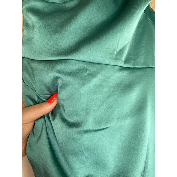 NWT Lulus Love Me Tonight Sage Green Satin One-Shoulder Mini Dress Party Sz XS - Image 6