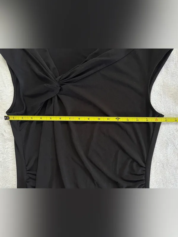 Ann Taylor Twist Knot Sleeveless Top in Black Size Large Ruched Sides - Image 4