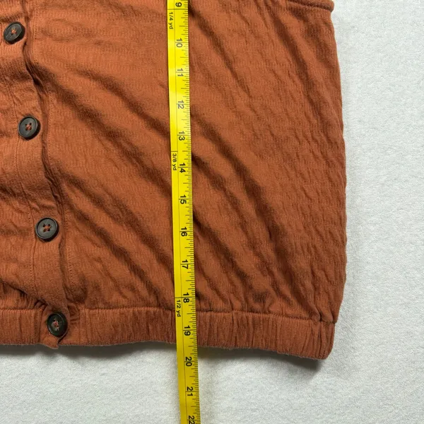 Madewell Crinkle Knit Button Front Crop Top Women’s Large Rust Orange - Image 7