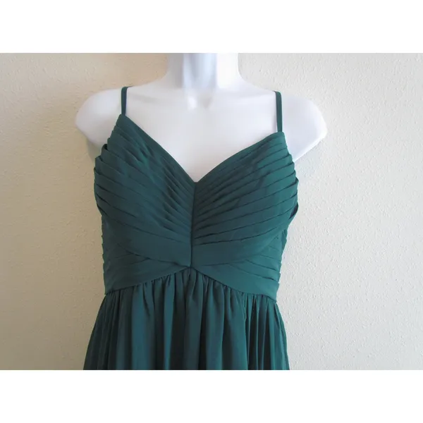 Azazie Maxi Dress 10 Dark Green‎ Pleated Chiffon Bridesmaid Formal Gown - Image 3