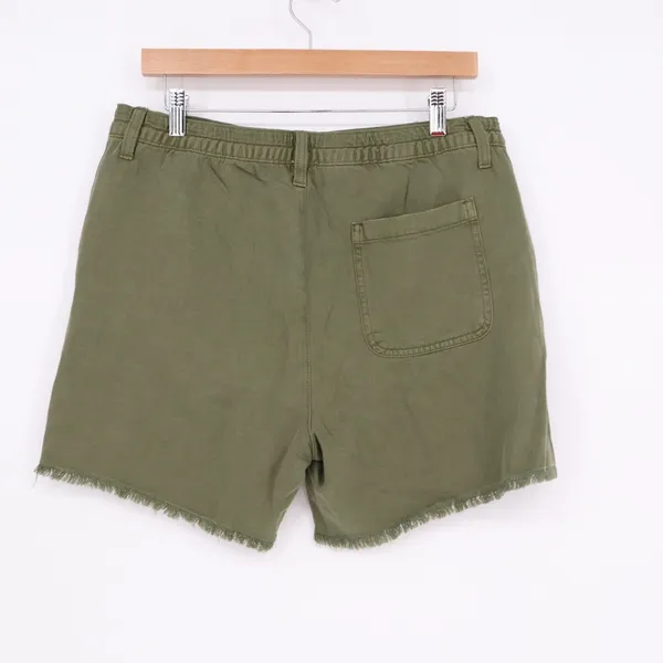 Aerie Adventure Cutoff Shorts Womens Medium Olive Green Patch Pockets Frayed Hem - Image 5