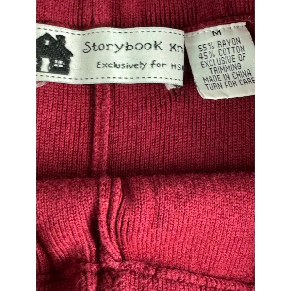 Storybook Knits Burgundy Wide Leg Knit Pants Womens Medium Elastic Waist Relax - Image 3