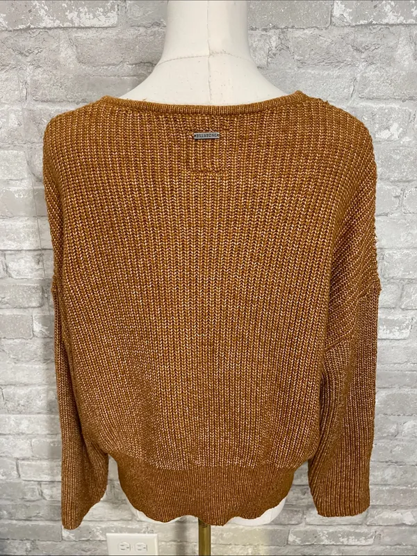 Billabong Women's V-Neck Sweater in Rust Brown - Image 3
