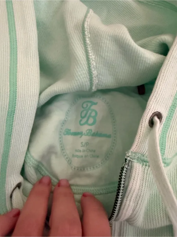 Tommy Bahama Mint Green Zip-Up Hoodie size s spots in pics - Image 5