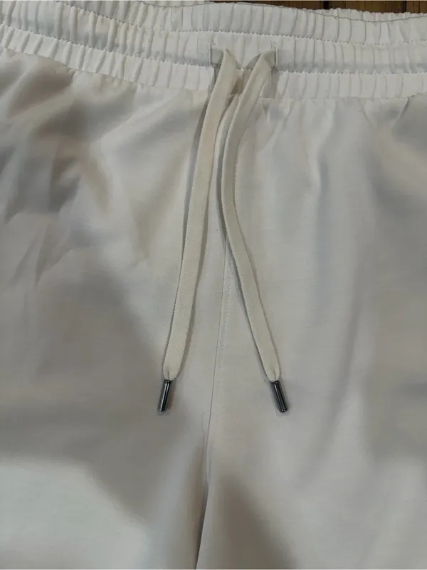Women's Cream Drawstring Athletic Shorts Size L - Image 2