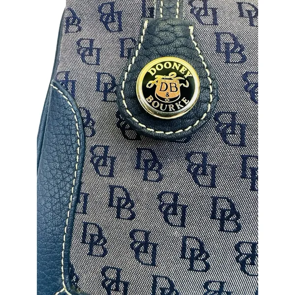 Dooney &‎ Bourke Slim Zip Top Shoulder Bag Lightweight Vintage Dark Blue - Image 8