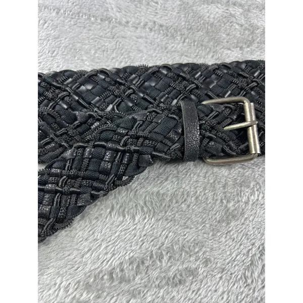 Western Boho Black Braided Leather Belt Waist Cincher Adjustable 50” Large XL - Image 5