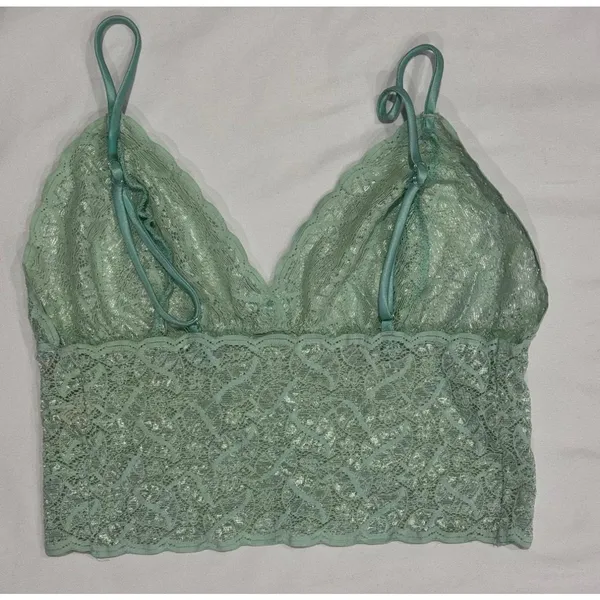 Vintage Mint Metallic Lace Bralette Cami Made in USA L - Image 2