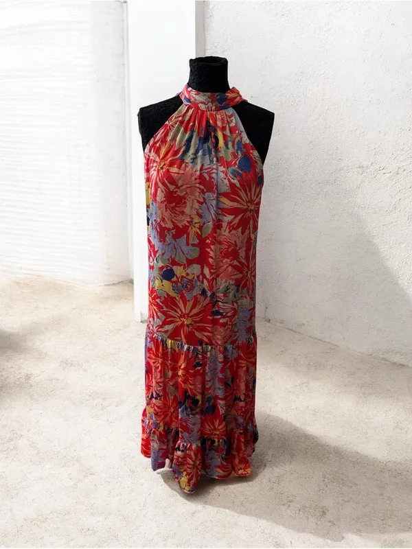 Vince Camuto Coral Floral Halter Maxi Dress - Image 2