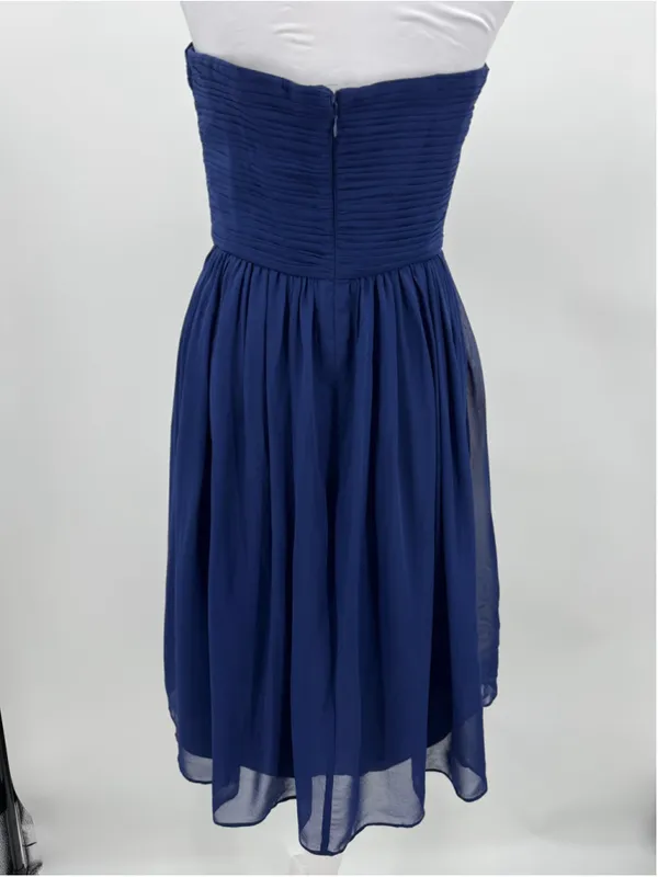 Donna Morgan Navy Blue Silk Mini Dress Strapless Pleated Cocktail Party Homecoming Formal 6 - Image 4