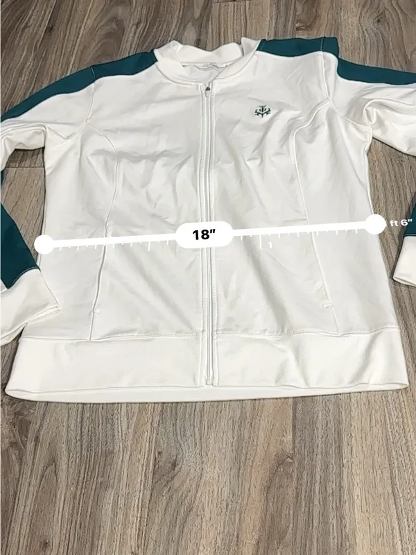 Lady Hanger Tennis Jacket White Green Lightweight Athletic Zip Up. - Image 9