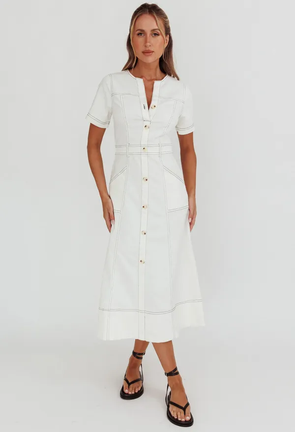 White Button Down Maxi Dress Selfie Leslie  - Image 5