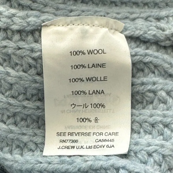 J. Crew chunky knit 100% wool icy blue thick sweater crew neck size small - Image 4