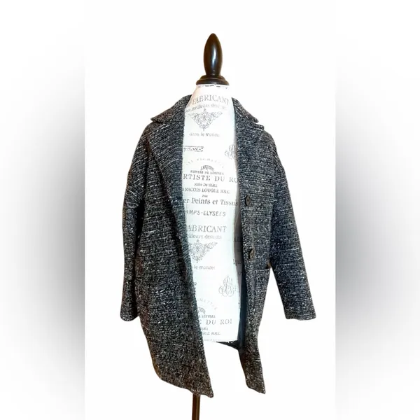 DIVIDED by H&M Black & White Button Up Jacket Coat w/Two Front Pockets Sz US 4 - Image 2