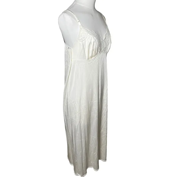 Vintage Ivory‎ Lace Full Slip Nightgown Romantic Bridal Vassarette L - Image 2