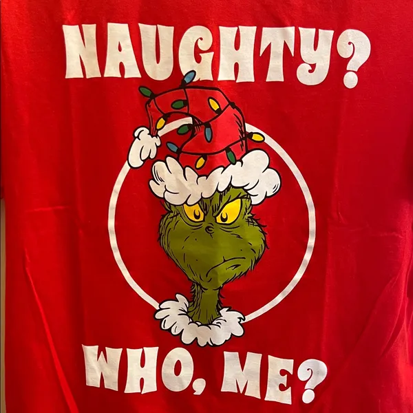 The Grinch “Naughty?‎ Who, Me?” Graphic Tee – Red – Size L (NWT) - Image 2