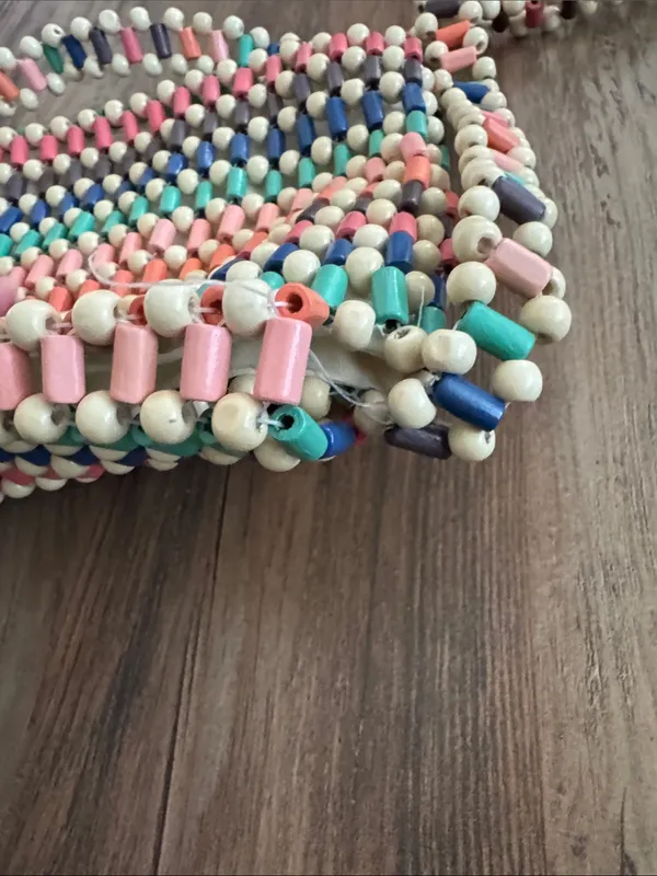 Multicolor Beaded Crossbody Bag Pink - Image 6
