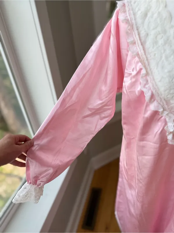 Vintage Honors Pink Lace Trim Flannel Lined Long Sleeve Nightgown Sz Small - Image 7