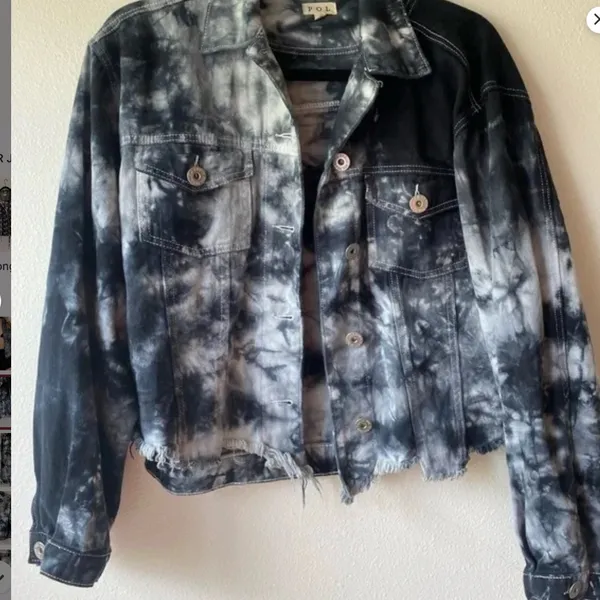 Pol Raw Edge Fringed Tie Dye Jacket sz medium - Image 4