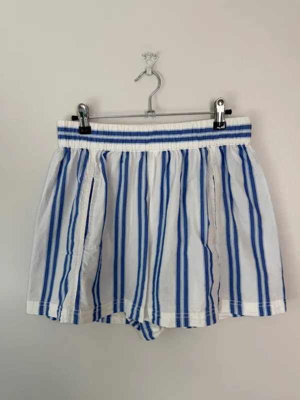 Free People Get Free Striped Pull On Shorts White Blue Striped Small - Image 2