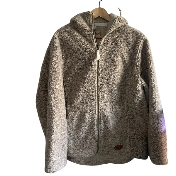 Woolrich soft sherpa hooded jacket beige size med - Image 2