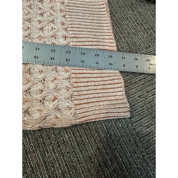 Knox Rose Mock Neck Cable Knit Sweater Womens Medium Terracotta White Pullover - Image 5
