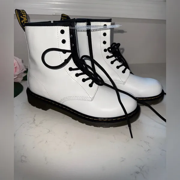 Dr. Martens White Smooth Leather Boots - Image 4