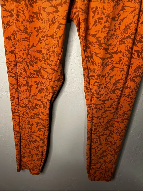 REI Co-Op Take Your Time Orange Brown Leaf So Soft 7/8 Pockets Athletic Leggings - Image 4