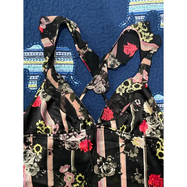 Victoria's Secret Ruffle Babydoll Satin Floral Top Sz S y2k - Image 3