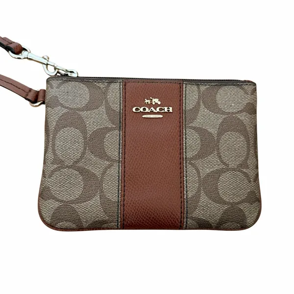 Coach Brown Leather Monogram Wristlet Wallet - Image 2
