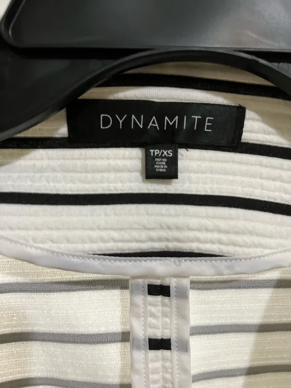 Dynamite Women’s White Striped Blazer with Faux Zipper Pockets - Image 4