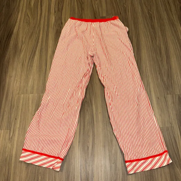 PINK Victoria's Secret Pajama Pants Medium Red White Striped Sleep‎ Lounge - Image 6
