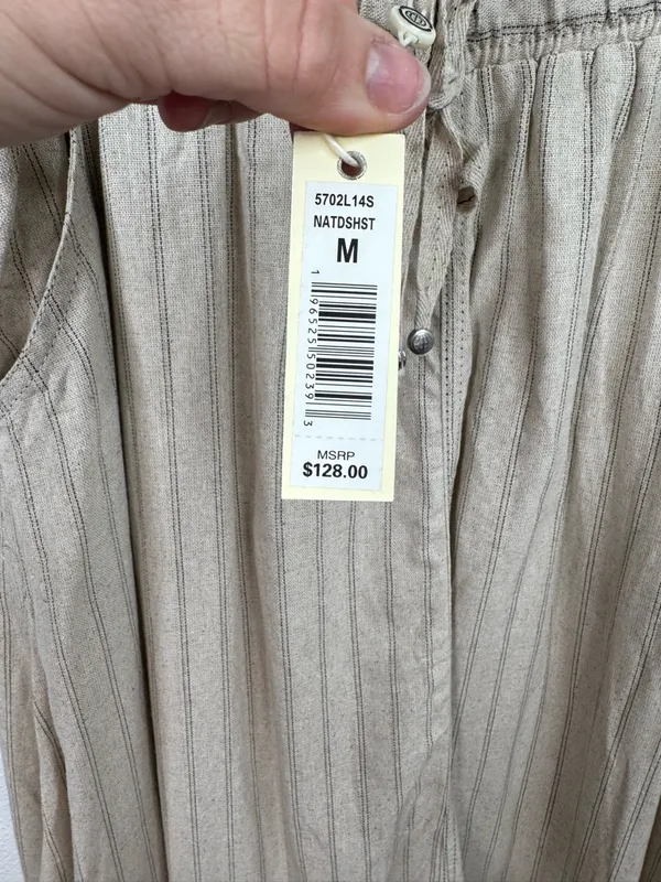 Max Studio London Maxi Skirt Size M Beige Pin Striped Elastic Waist with Pockets - Image 6